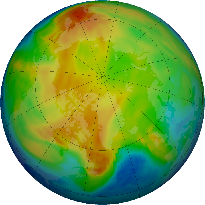 Arctic ozone map for 31 December 1987